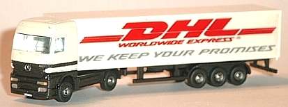 0413 WIKING MB Actros Koffer-Sattelzug DHL weiss