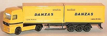 0425 WIKING MB Actros Container DANZAS gelb
