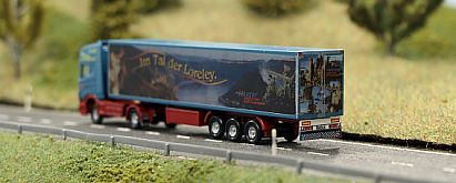 1598 HERPA SCANIA Koffer-Sattelzug - hinten - Heuser F�r die Spur N unterwegs Internet