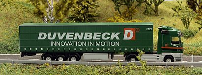 1700 lackieren und beschriften -- HERPA - MB Actros Gardinenplanen-Sattelzug - Duvenbeck - rechts - Internet