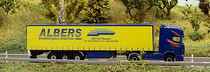 1703 lackieren und beschriften -- HERPA - SCANIA Gardinenplanen-Sattelzug - ALBERS - rechts - Internet 1703 lackieren und beschriften -- HERPA - SCANIA Gardinenplanen-Sattelzug - ALBERS - rechts - Internet