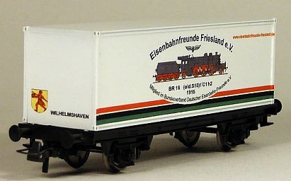 Container Waggon Eisenbahnfreunde Friesland HO vorn und Seit Internet 02